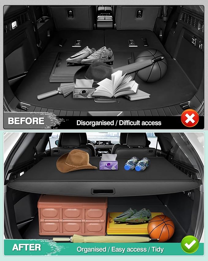 Powerty Retractable Cargo Cover for Mazda CX-90 CX90 Accessories 2024 2025 2026, Canvas Texture Trunk Cover Privacy Screen Rear Security Shade for Mazda CX-90 Accessories
