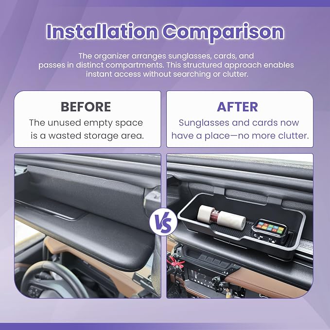RUNROAD Center Console Organizer Compatible with 2021-2025 Ford Bronco 4 Doors Accessories, Rear Seat Air Vent Deflectors for 2025 Bronco Rear Air Conditioning Extensions 4PCS (NOT for 2-Doors/Sport)