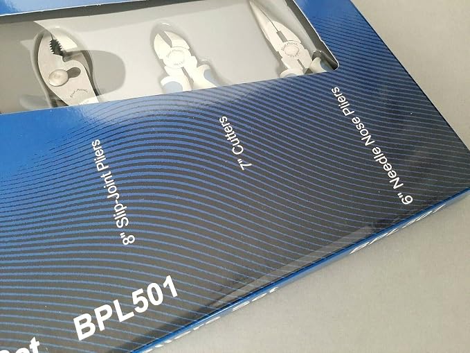 Blue Point BPL501 5-Piece Pliers and Cutter Set with Storage Tray, Slip Joint, Lineman's, Needle Nose, Adjustable Joint and Diagonal Cutter