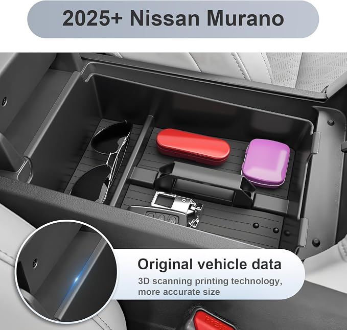 SKTU 2-Pack for 2025 2026 Nissan Murano Center Console Organizer for 2025 2026 Nissan Murano (SV/SL/Platinum) Console Tray & Wireless Charging Mat Nissan Murano 2025 2026 Accessories Non-Slip Pad