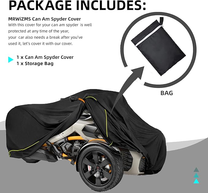 Can Am Ryker Cover, Ryker Covers Waterproof Compatible with Can-Am Ryker 600/900/Sport/Rally/Ryker Rally Edition, 420D Oxford Waterproof, All-Weather Protection Car Cover with Reflective Strip