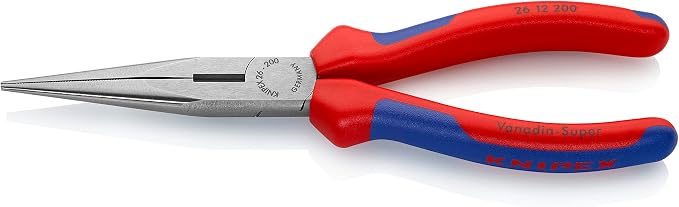 KNIPEX Electronics Super Knips XL (5.5-Inch), Blue and KNIPEX Long Nose Pliers With Cutter (2612200), Multi-Colour, 8 inches Bundle