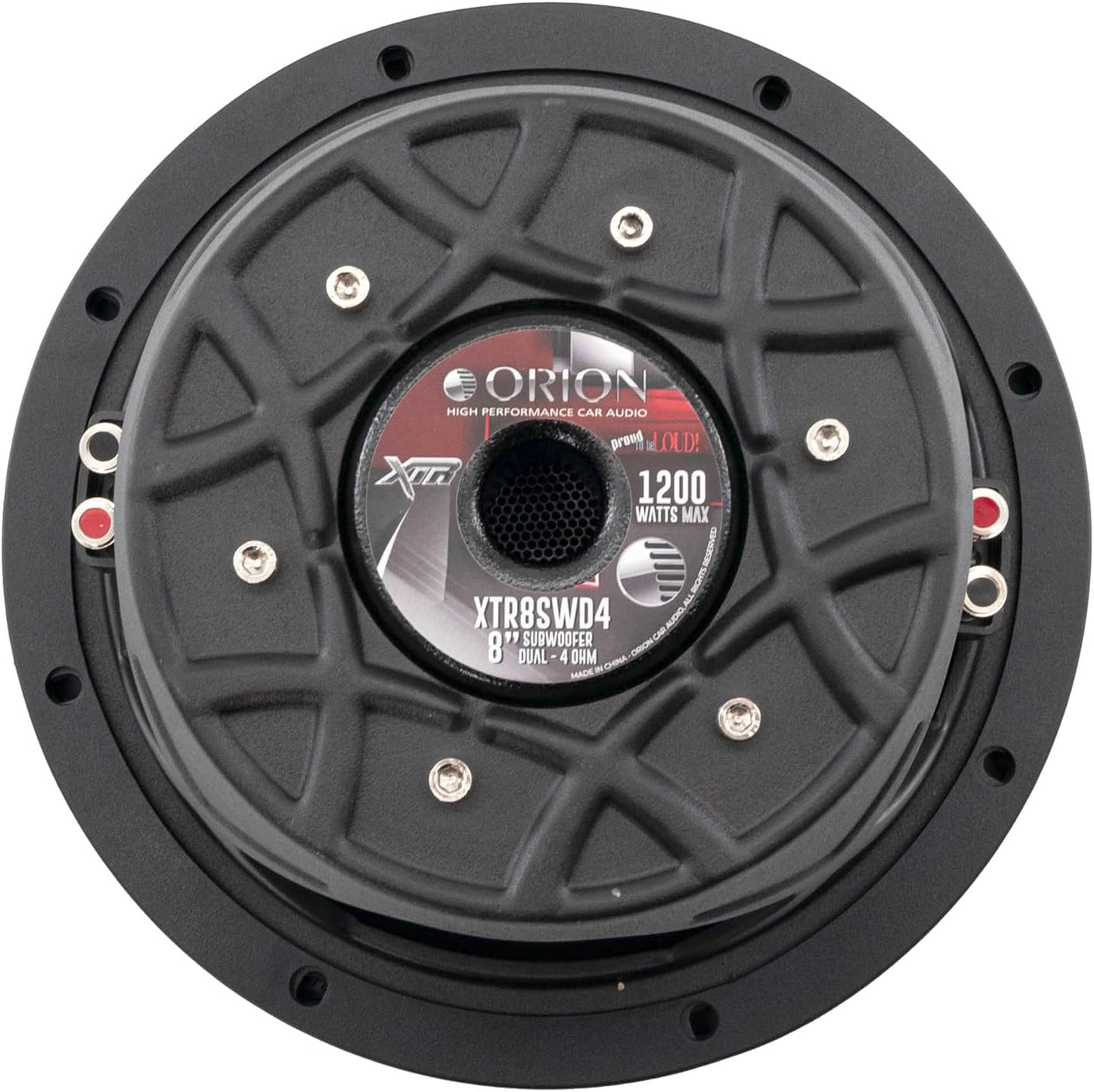 Orion XTR Series XTR8SWD4 Free Air Slim Shallow Mount 8” Car Subwoofer, 1200W Max Power, 300W RMS, Dual 4 Ohm, UV Coated Cone, NBR Surround – OEM Sub Replacement Compact for Lexus, BMW, Nissan, & More