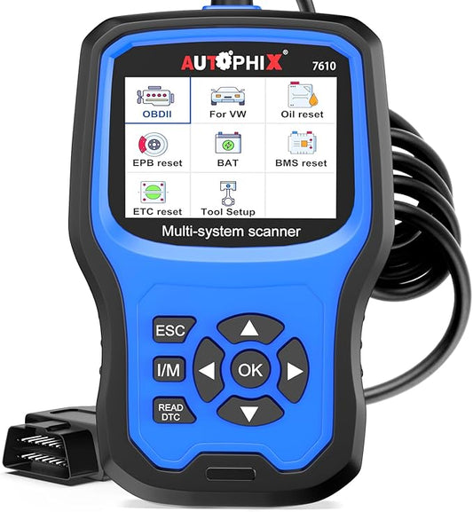 AUTOPHIX 7610P+ Fit for VW Audi, Full System Diagnostic Tool, All Reset Service, Fit for Volkswagen Audi Skoda Seat, Full OBD2 Code Reader with Battery Registration Oil Reset