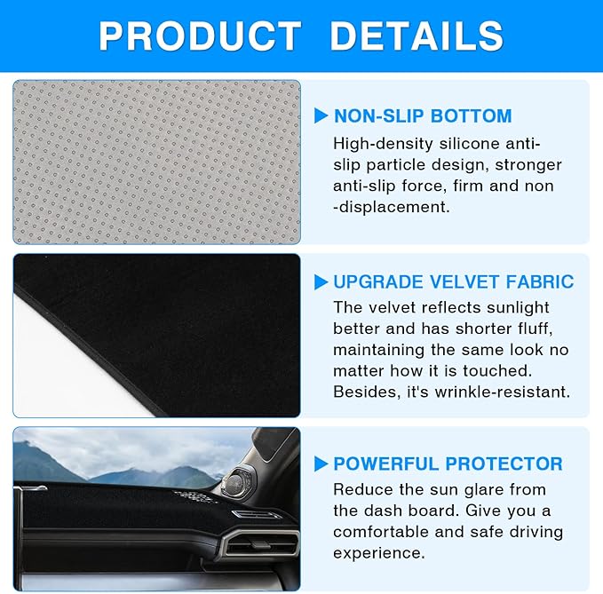Autorder Dashboard Cover Mat for Toyota 4Runner 2025 2026 / Toyota Tacoma 2024 2025 2026 Accessories Dash Cover Upgrade Velvet Dash Mat Sunshade Glare UV Rays Protector
