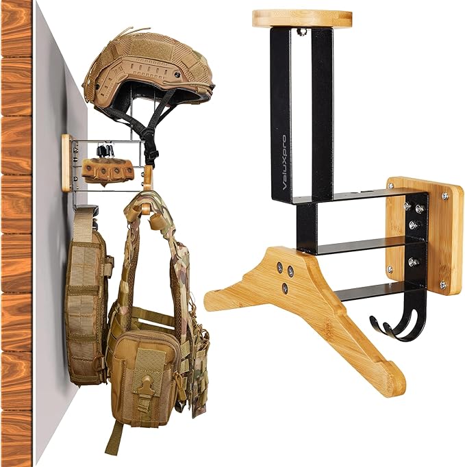 Tactical Gear Stand, Plate Carrier Helmet Stand, Motorcycle Helmet Holder Wall Mount with Hooks,Hanger Rack for Motorcycle Football Cycling Accessories