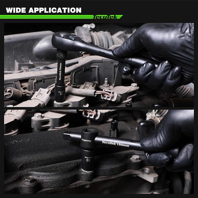 TecoTek 3/8" Drive Impact Socket Set, 109-Piece SAE (5/16"-1") and Metric (6mm-24mm), Deep & Shallow, 6 Point, Adapters, Ratchet Handle, Screwdriver Bit Set, Spark Plug Socket