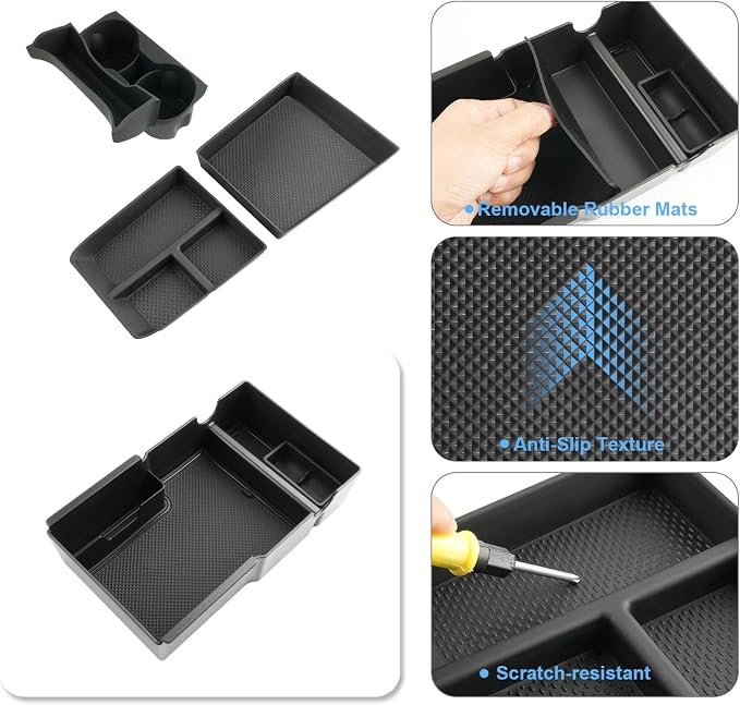 (3Pack) Coleya 2025-2027 Terrain Center Console Organizer&Cup Holder&Lower Console Organizer, for GMC Terrain (Elevation/Denali/AT4) Durable Anti-Slip Console Tray Insert 2027 2026 Terrain Accessories