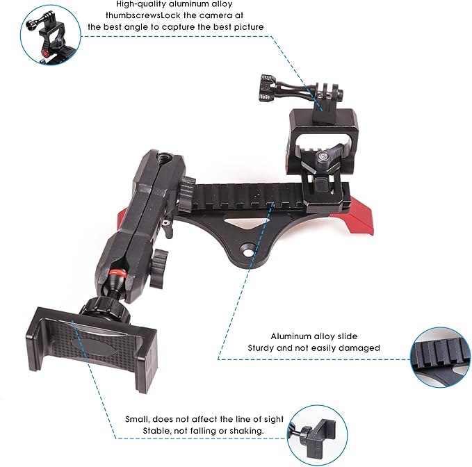 sukemichi Phone Mount for Bronco, Multifunctional Dash Cell Phone Holder Mount Camera Mount for Ford Bronco Accessories 2021-2026 2 Door 4 Door, 360° Adjustable Cell Phone Holder for NATO Rail