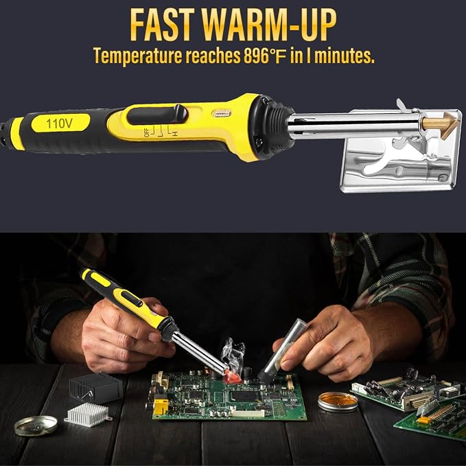 220W Plastic Welder, 1200PCS Staples 40PCS Rods Plastic Welding Kit, 5 in 1 Welding Tips Tape Sandpaper Wire Mesh Stand Metal Brush Screwdriver Welder Kit Bumper Repair Kit (Yellow)