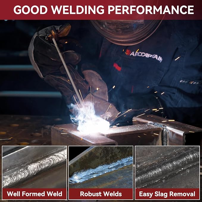 ARCCAPTAIN E6013 Welding Rod 1/8" 2LB Carbon Steel Welding Sticks Electrodes, Welding Rods ARC Welding Equipment