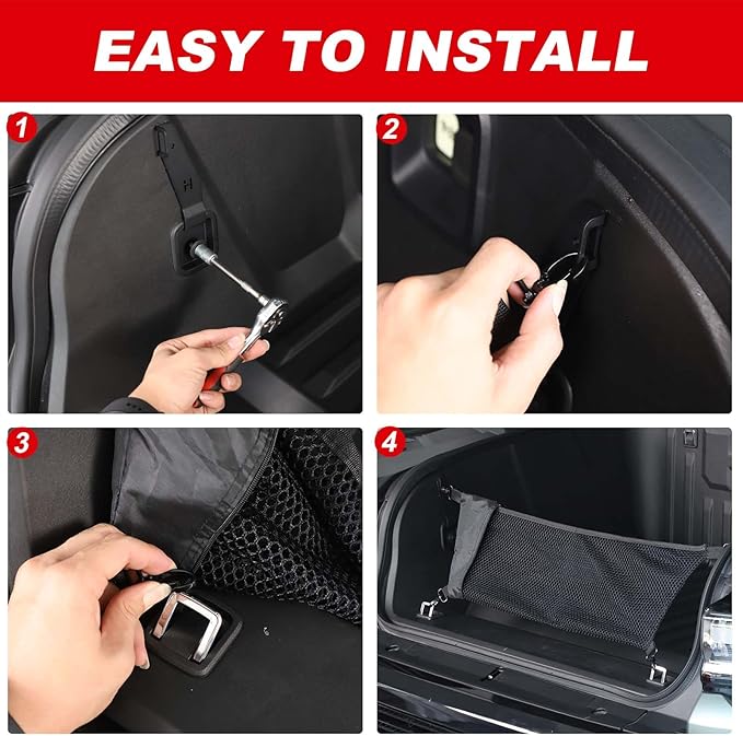 Frunk Cargo Net Compatible with Hummer EV 2022-2026 SUV/SUT, Front Trunk Organizer Envelope Style Storage Stretchable, Highly Elastic Frunk Cargo Net with Metal Hooks