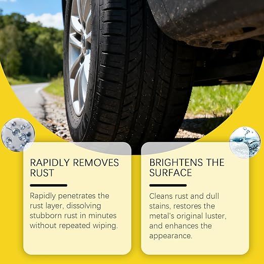Automotive Rust Remover Spray,Multi-Functional Quick-Acting Rust Removal Spray,Rust Remover for Metal,Heavy Duty Metal Cleaner for Vehicles,Tools,Chains,Iron (1pc)