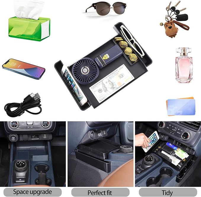 Lcojicep Center Console Gear Shift Organizer Storage Tray Compatible with Ford Maverick 2022-2024 Central Control Side Storage Box Gear Shifter Console Organizer Tray，Interior Accessories