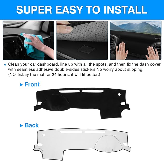 Autorder Dashboard Cover Mat for 2016-2021 2022 2023 Toyota Tacoma Accessories Dash Cover Upgrade Velvet Dash Mat Sunshade Glare UV Rays Protector