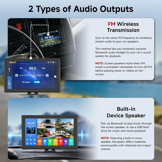 10.1 Inch 4K Touch Screen Wired RV Backup Camera System | 1080P IP69 Waterproof Camera, 4CH DVR Loop Recording & Bluetooth. For Semi Truck, Trailer, Camper, Pickup, Bus, RV