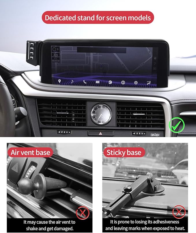 Wireless Charging Car Phone Holder for Lexus RX/RX Hybrid 2020-2022, 12.3" Screen Fixed Clip, 360° Rotation Car Phone Mount Compatible with MagSafe