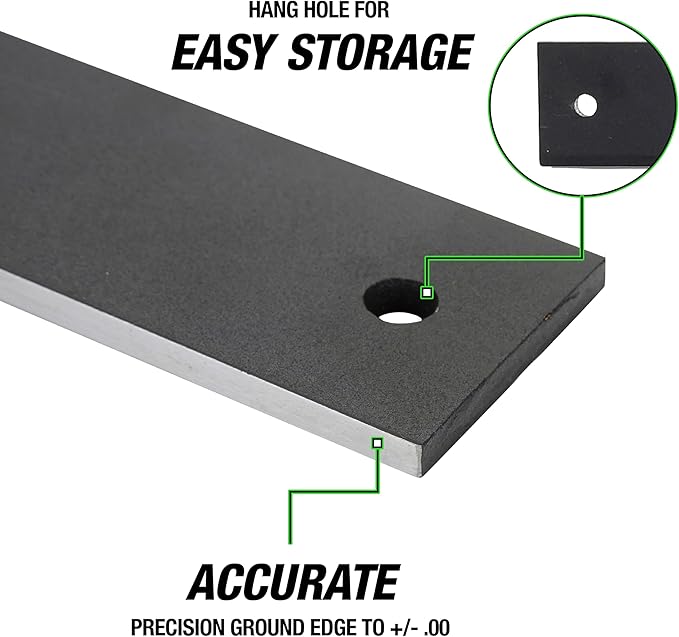 OEMTOOLS 25357 Straight Edge 24", Machinist Tool, Made in USA, Precision Ground ±0.001" for Engine Block Inspections, Cold Rolled Steel Straight Edge