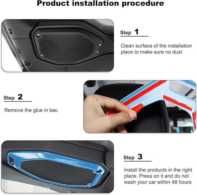 A Pillar Speaker Trim Cover & Roof Speaker Audio Trim Cover Ring Kit Decoration Interior Accessories for Jeep Wrangler JL JLU & Gladiator JT 2018-2022,Light Blue