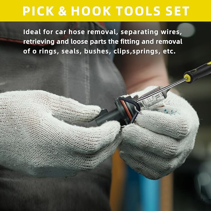11 Pcs Pick Tool Set Mechanic, Automotive Pick and Hook Tool for Car Oil Seal/O-Ring Seal Hoses Puller Remover Gasket Scraper Magnet Pickup Tool