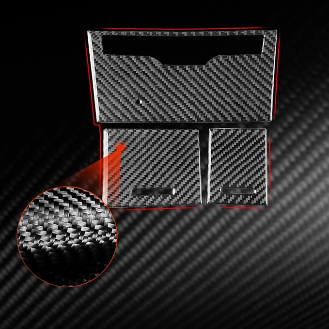 Black Soft Carbon Fiber car Interior Water Cup Central Control Storage Box Set 3/Piece Decorative Stickers Suitable for Acura TSX 09-14 Carbon Fiber car Interior