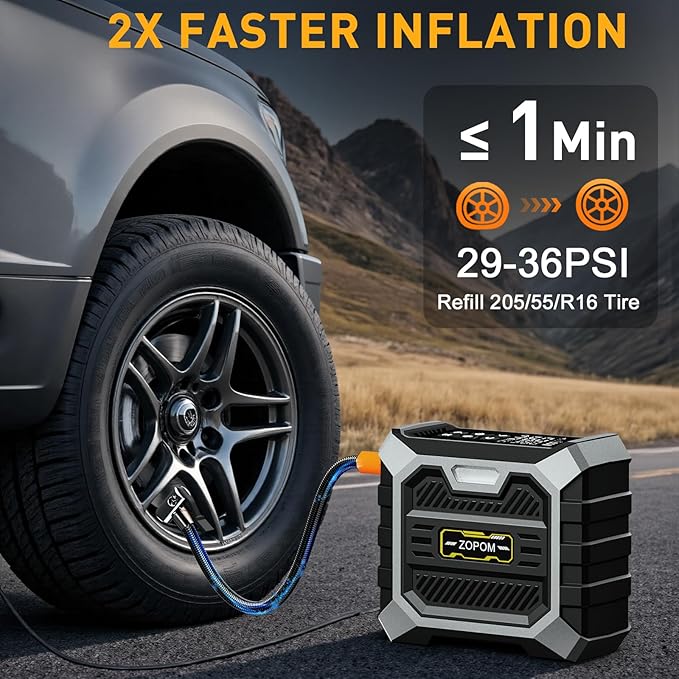 ZOPOM Tire Inflator Portable Air Compressor DC 12V Air Compressor Portable with Digital Pressure Gauge Air Pump for Car Tires - Car Accessories Bike, Motor