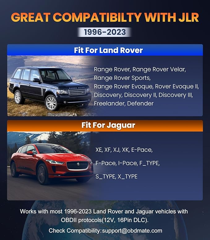 OBD2 Scanner for Jaguar/Land/Rover, OM501 All Systems Diagnostic Tool with 15 Resets (Oil/ETC/EPB/ABS/SAS/BAT Register...), Full OBDII Functions Read&Erase Fault Codes, Free Software Update