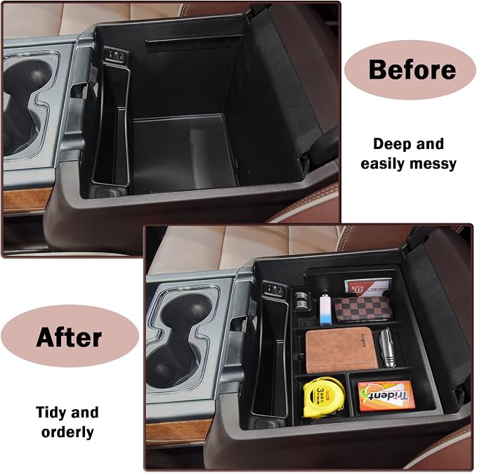 Full coverage Center Console Organizer and Center Console Electric Navigation Screen Rear Tray Compatible with 2015-2020 Chevy Suburban/Tahoe and 2015-2020 GMC Yukon Accessories