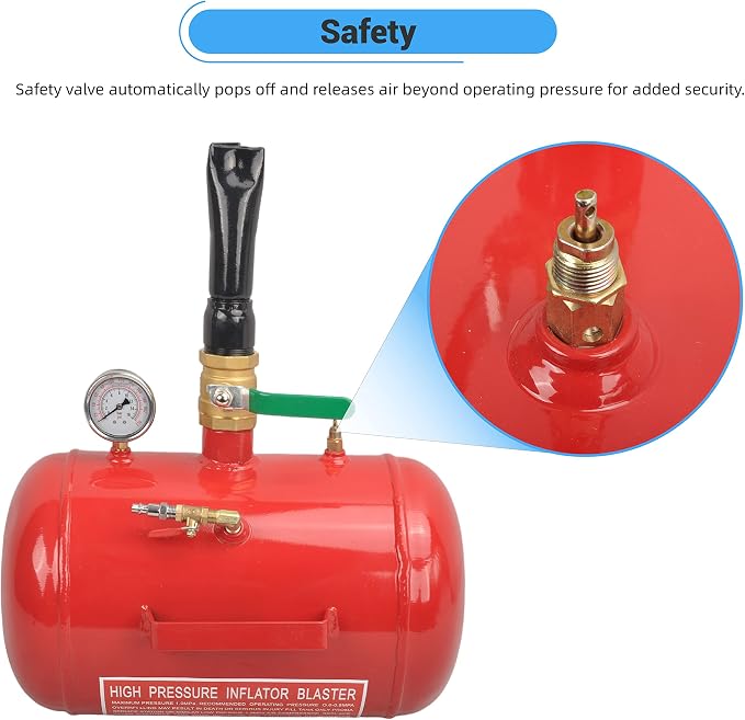 5 Gallon Air Tire Bead Seater 110 PSI Blaster Tool Seating Tire Inflator with Gauge by GESEXI - Car Truck ATV Tire Inflator Tank,Red