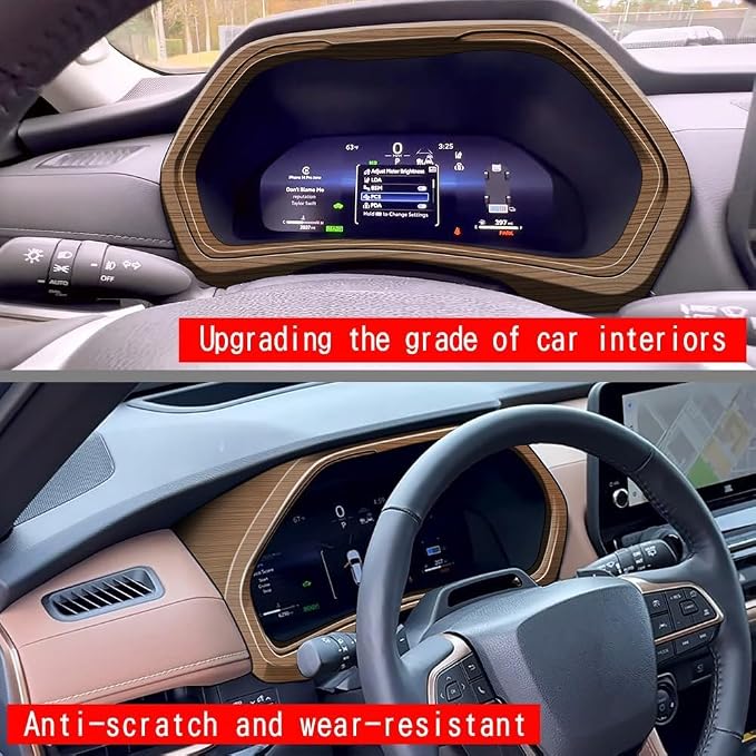 Main Driver Instrument Frame Modification Compatible with Toyota Grand Highlander 2024 2025 2026 Fit for 2024-2026 Grand Highlander ABS Accessories(Wood Grain)