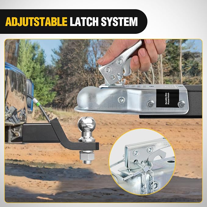 Nilight Straight Trailer Coupler with Security Latch&Chain for 1-7/8 Inch Hitch Ball, 3-Inch Channel,2000 LBS,Heavy Duty Trailler Tongue Coupler for Station Wagon, Truck, Bolted & Welded Installation