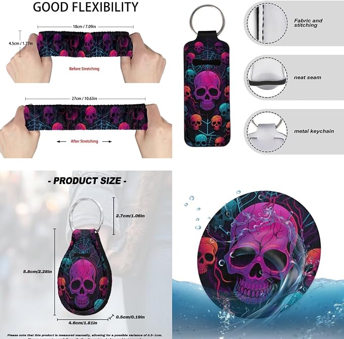 Skull Printed Car Front Rear Seat Covers Spider Web Print Steering Wheel Cover Matched Seatbelt Covers Waterproof Lipstick Holder Keychain Headrest Covers Universal Fit Most Vehicles