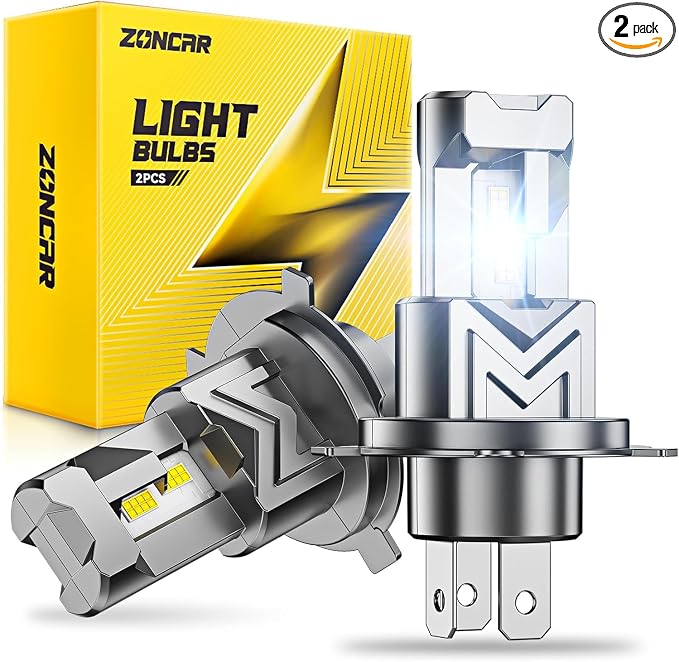 H4 Fog Light Bulbs, 60,000LM 6500K Cool White, Real 1:1 Size HB2 Fog Light Bulbs, IP68-proof 60,000h Long Life, 100% Compatible Anti Hyper Flashing, Box in 2