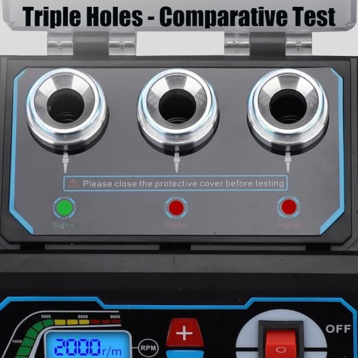 3-Hole Spark Plug Tester, Automotive Engine Ignition Coil Tester with LCD Display, Adjustable 200-9000RPM, Adjustable Socket Spark Plug Gap Tool for 12V Gasoline Vehicles