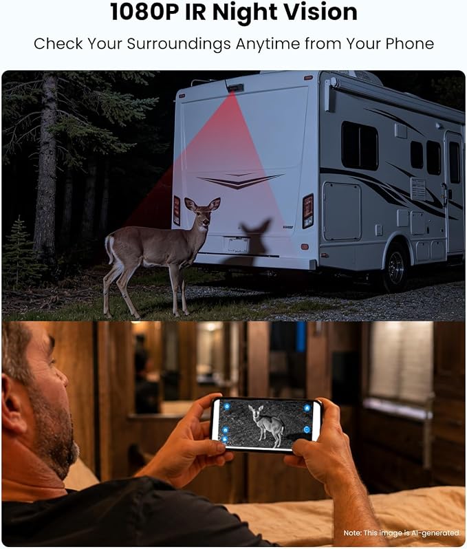 AUTO-VOX Magnetic Wireless Backup Camera with WiFi Connection | No Monitor Needed, Snaps On in 1 Sec, Solar Powered for Longer Runtime, Reliable Live View up to 230FT for Truck Trailer RV