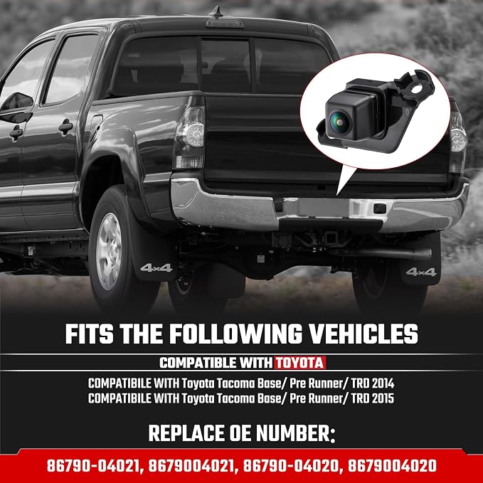 Backup Camera Rear View Camera Fit for Toyota Tacoma 2014 2015 Parking Park Assist Camera Replaces #86790-04021 86790-04020,6 Pins