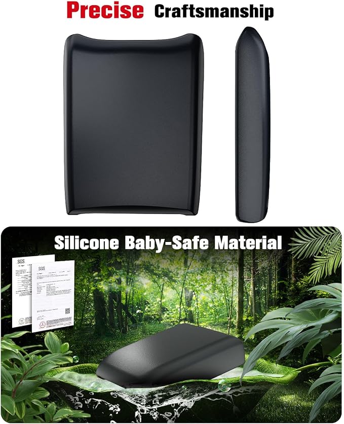 for 2023~2026 Honda Pilot/2024~2026 Passport&Ridgeline 2-in-1 Silicone Center Console Armrest Cover& Armrest Hidden Privacy Tray - [OEM Design& Friendly Liquid Silicone Rubber] - Thin Black