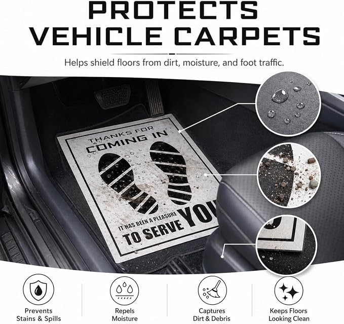 Frienda 500 Pcs Waterproof Paper Car Floor Mats Disposable Floor Pads Covered Plastic Film Automotive Foot Mat for Vehicle Supplies(White,20 x 15 Inch)