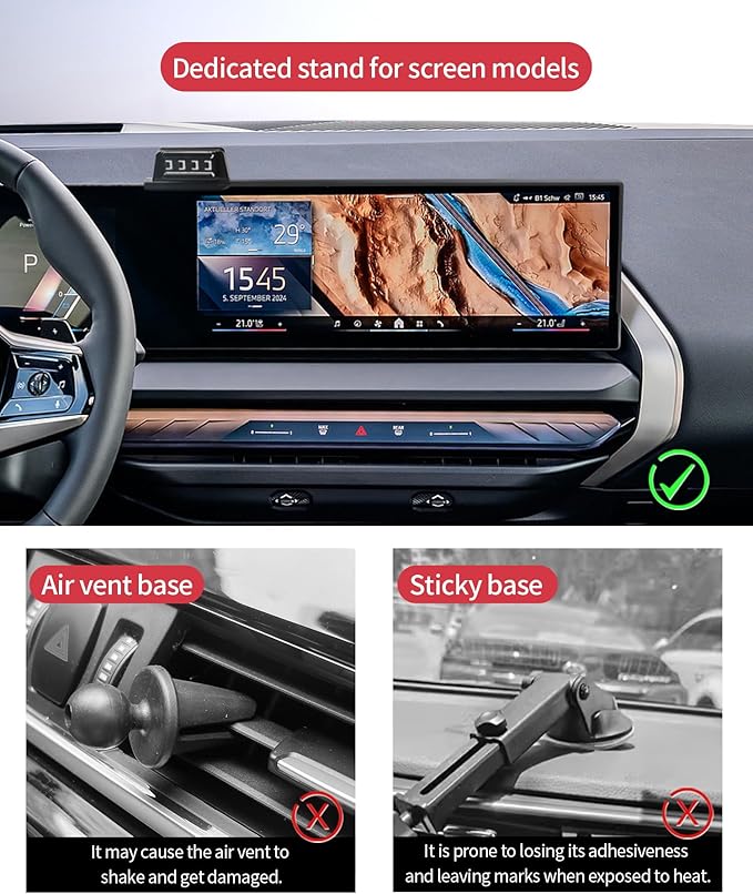 Wireless Charging Car Phone Holder for BMW X3 2025-2026, 14.9" Screen Fixed Clip, 360° Rotation Car Phone Mount Compatible with MagSafe