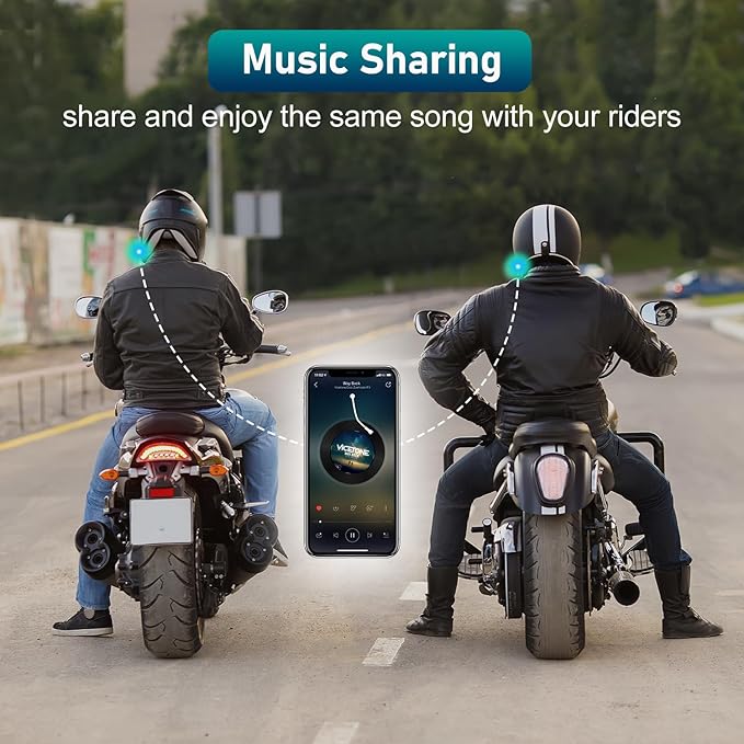 TK-X4 Motorcycle Bluetooth Headset, 6 Riders 2000m Helmet Group Intercom with Bluetooth 5.4/Music Share/Top-Tier Noise Reduction/HiFi Stereo Sound,Universal Communication System Headphones(2 Pack)