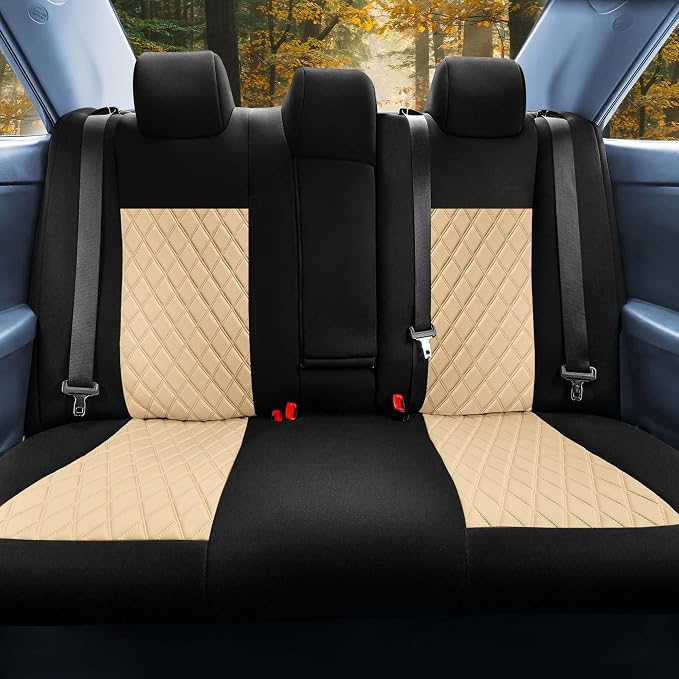 FH Group Custom Fit Seat Covers Specifically Made for 2012-2017 Toyota Camry LE | SE | XSE | XLE - Ultraflex Neoprene Waterproof Car Seat Cover, Full Set Beige