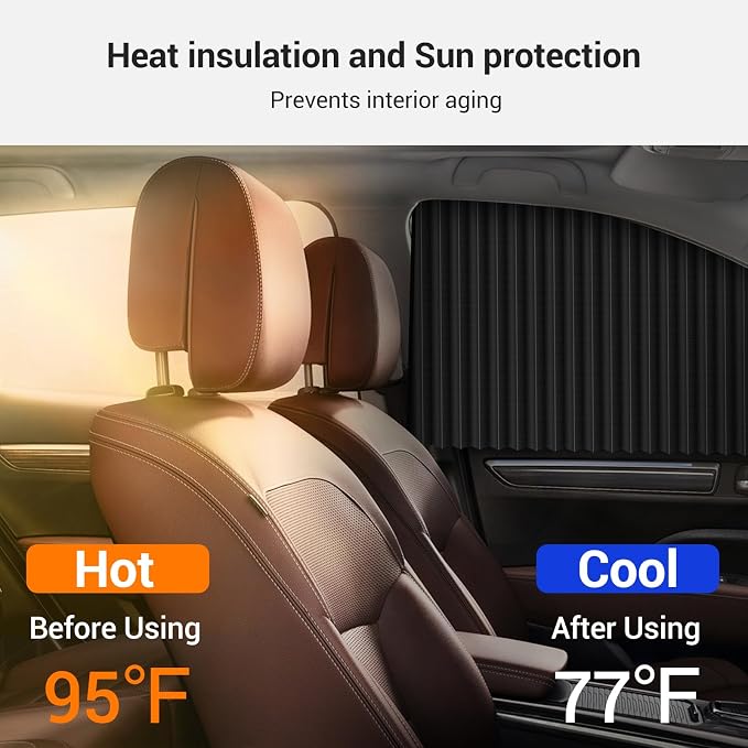 ZATOOTO Car Window Shades for Side Window 4 Pack Magnetic Car Curtains for Privacy Car Window Covers Blackout Blinds Upgrade to a Classy Ride for Camping Sleeping