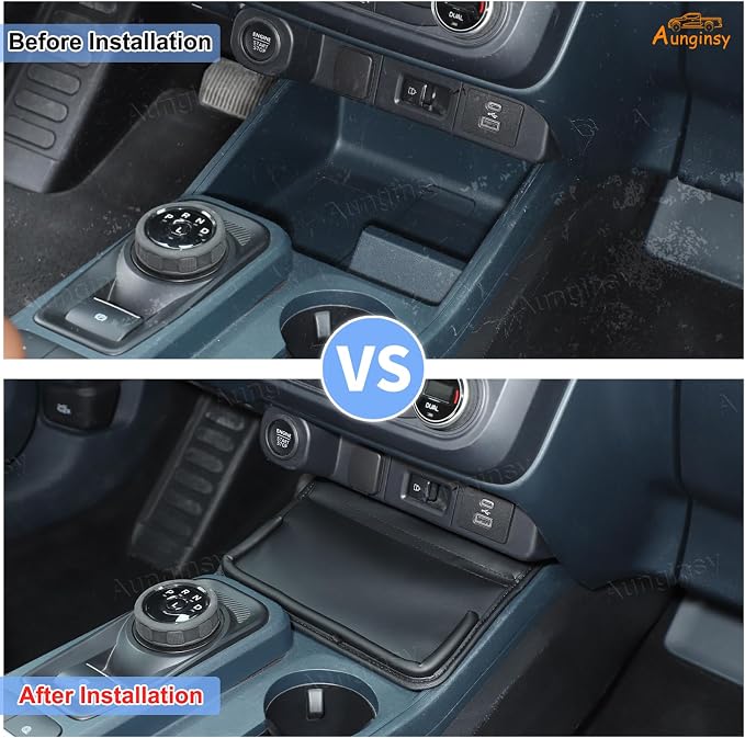 Aunginsy Center Console Shifter Storage Tray Cover Lid Compatible with Ford Maverick 2022 2023 2024 2025 2026, Car Gear Shift Organizer Tray Box Groove Insert Slot Cover PU Leather Accessories