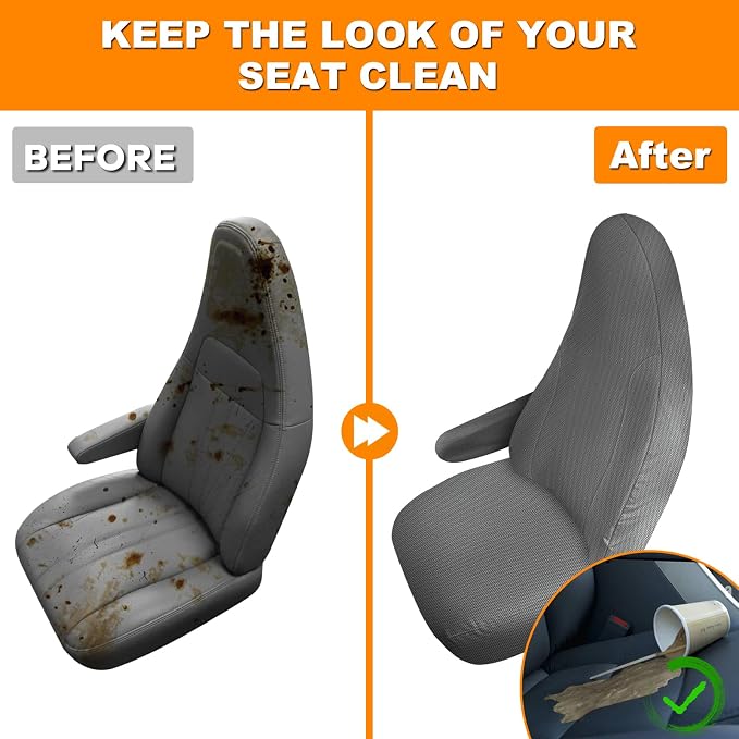 Seat Covers Compatible with 2010-2025 Chevy Express Front Bucket Seats with Opening for Grab Handle on Passenger Side Backrest, NOT for RV Seats (Gray, 2010-2025 Express Front (Knitted))