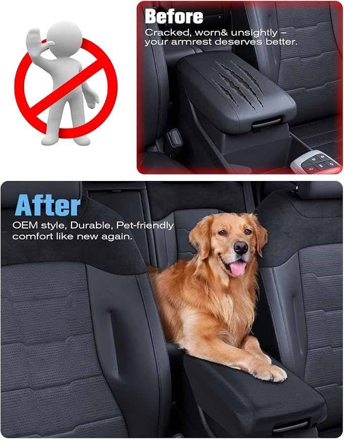 For 2023-2026 Sportage 2-in-1 Silicone Center Console Armrest Cover& Armrest Hidden Privacy Tray - [OEM Design& Friendly Liquid Silicone Rubber] - Thin Black