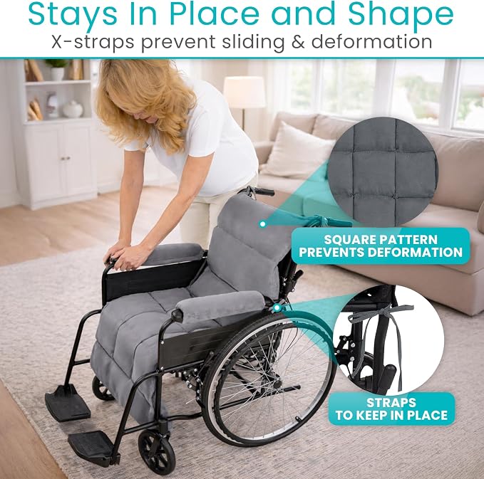 Vive Wheelchair Seat Cushion - Comfortable Back Pressure, Pain Relief - for Desk, Office, Car, Gaming Chair - Large, Soft Non-Slip Pillow for Coccyx - Folding Lower Tailbone Support