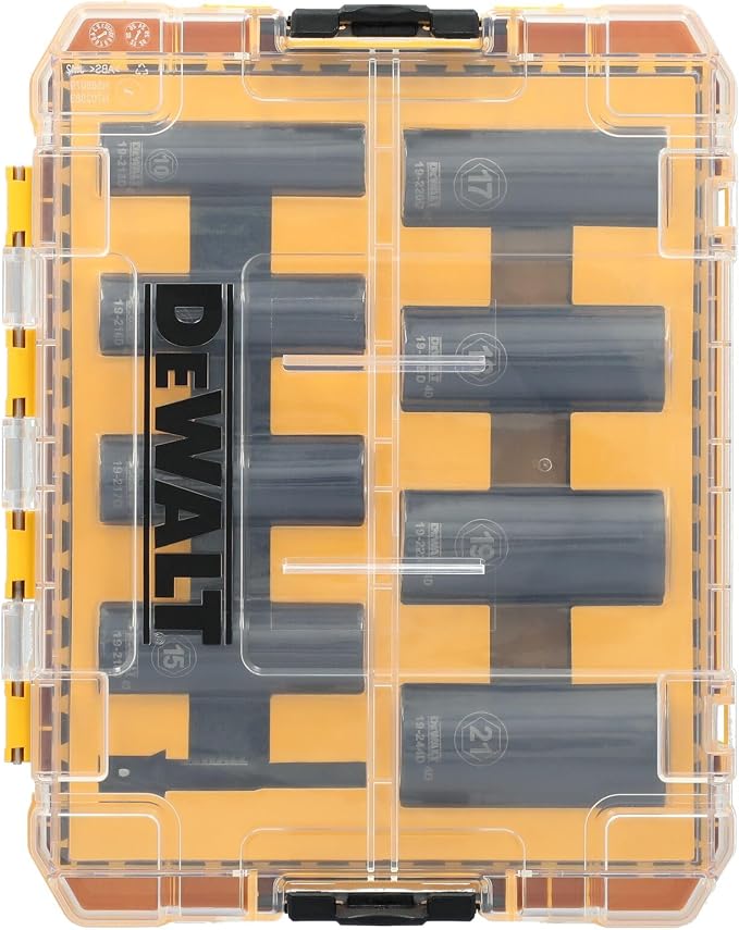 DEWALT 3/8 Impact Socket Set, 9 Pcs Deep Metric Socket Set, 6 point, 10 mm to 21 mm, Includes 1/4 inch Adapter, for Cordless and Corded Impact Drivers and Wrenches (DWAFSMSET9)