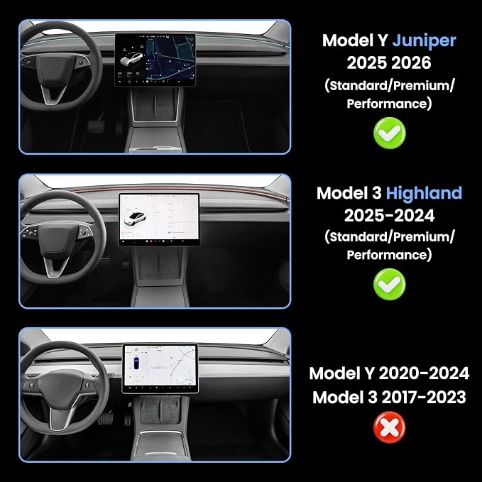 Upgrade for Model Y Juniper & Model Y L Under Screen Storage Organizer 2025-2026, Model 3 Highland Center Console Organizer 2024-2026 Model Y Accessories with Behind Screen Tray,Black