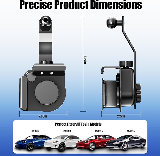 Car Phone Mount for Model 3 & Model Y, Screen Side Custom Fit for Center Display, 15W Wireless Fast Charging Auto-Clamping, Unobstructed View, Compatible with iPhone & Android