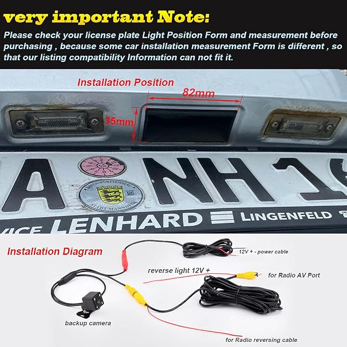 HD Night Vision Parking Aid Camera, Trunk Handle Waterproof Vehicle Backup Camera with Microswitch fit for VW Touran 1T GP 1T2/Golf Plus MK5/Jetta III V/Passat 3C B6 C3 Variant Wagon 2.0 TDI